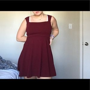 Burgundy Red Mini Skater Dress